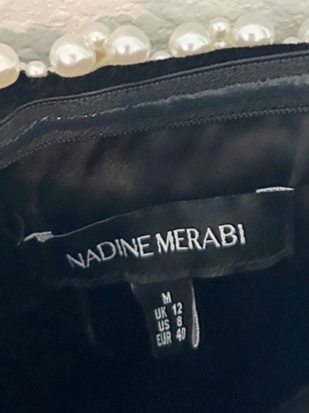 Nadine Merabi Em Velvet Black Pearl Mini Dress - Picture 11 of 11